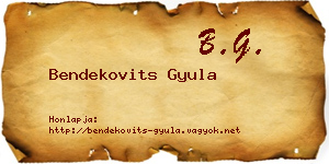 Bendekovits Gyula névjegykártya